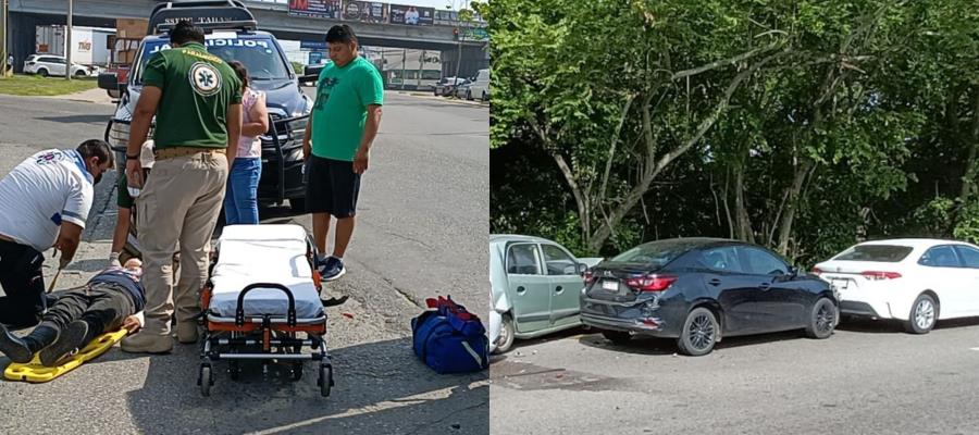 2 heridos, 5 coches y 1 motocicleta con daños, saldo de accidentes en Centro 2 heridos, 5 coches y 1 motocicleta con daños, saldo de accidentes en Centro