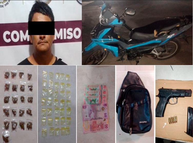 Con arma de fuego, dinero y drogas, detienen a hombre en Centla Con arma de fuego, dinero y drogas, detienen a hombre en Centla