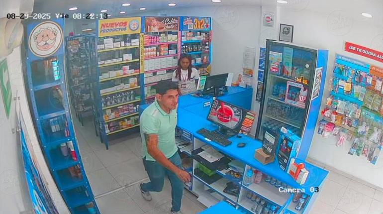 Con rostro descubierto y sin arma, sujeto asalta farmacia en Casa Blanca