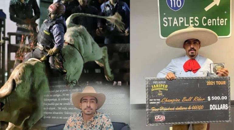 Tabasqueño destaca como jinete de toros profesional en EE. UU.