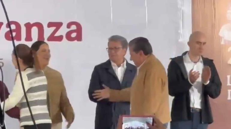 Hermanos Monreal evitan saludarse en evento de Sheinbaum en Zacatecas