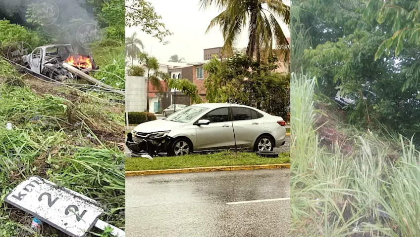 Lluvias dejan mañana accidentada en Tabasco
