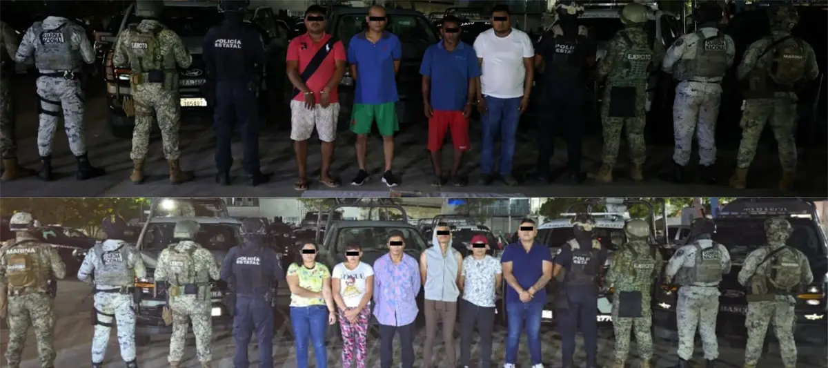 Detienen a 13 personas por cobro de piso, extorsión, portación de arma de fuego, homicidio y narcomenudeo en Centro