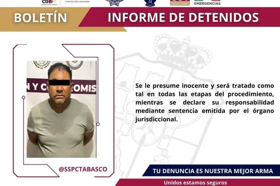 FIRT Olmeca detiene a presunto narcomenudista en el poblado Dos Montes, Centro
