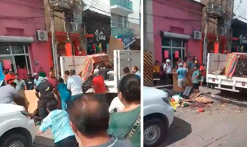 Ambulantes se inconforman con el retiro de sus locales por personal de Centro