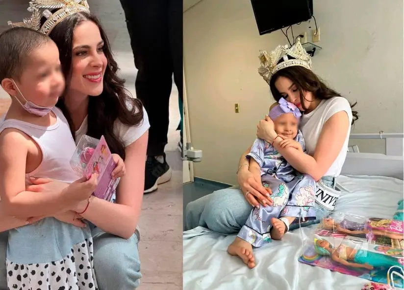 Convive Fátima Bosch con pacientes del área oncológica del Hospital del Niño en Villahermosa
