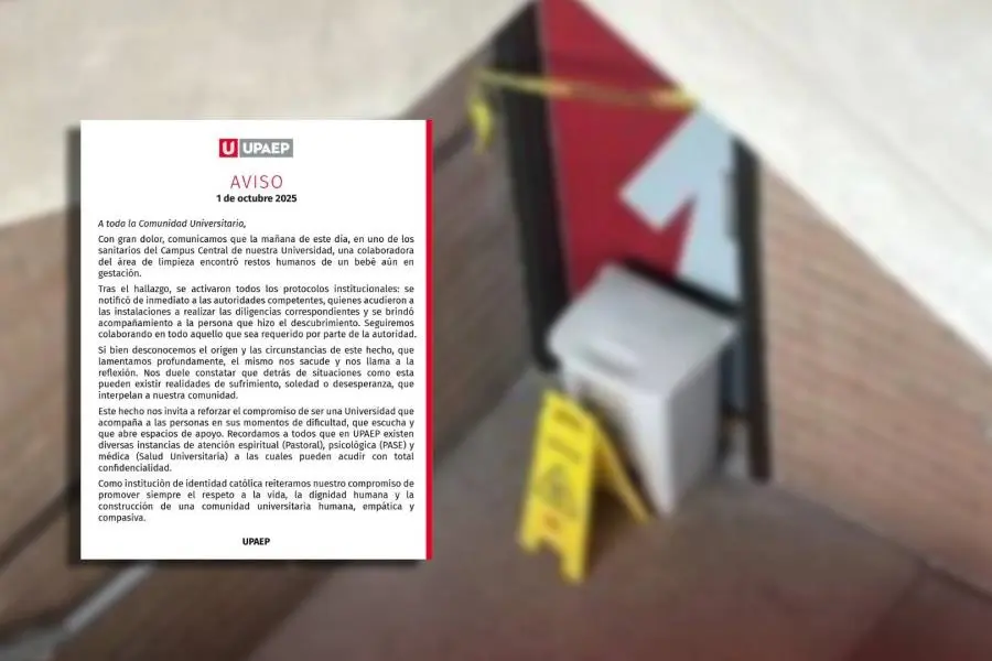 Localizan feto en baños de universidad privada de Puebla