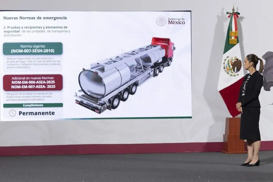 Sheinbaum endurece regulación para transporte y distribución de gas LP tras explosión en CDMX