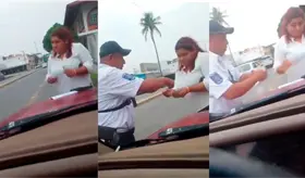 Exhiben a elementos de tránsito de Cárdenas realizando presuntos cobros de infracciones en la calle