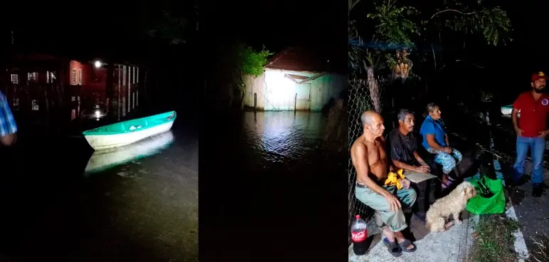Evacuan a 40 personas en Balancán por desbordamiento de arroyo