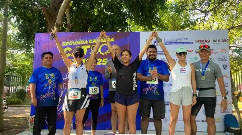 Belén Valdez y Felicito López triunfan en la segunda carrera del Colegio de Arquitectos TabasqueñosBelén Valdez y Felicito López triunfan en la segunda carrera del Colegio de Arquitectos Tabasqueños