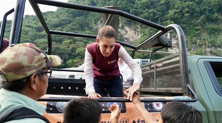 "Hasta ahora no hay riesgo", dice Sheinbaum tras evaluación del nivel del río Pánuco