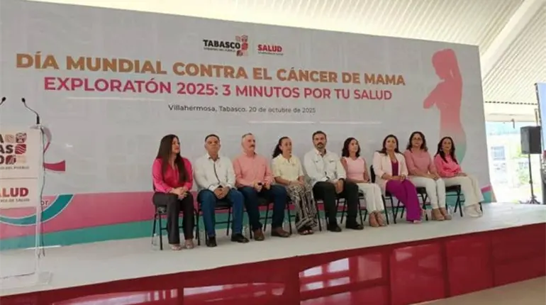 Cáncer de mama principal causa de muerte en Tabasco; destacan en jornada "Exploratón 2025: 3 minutos por la salud"