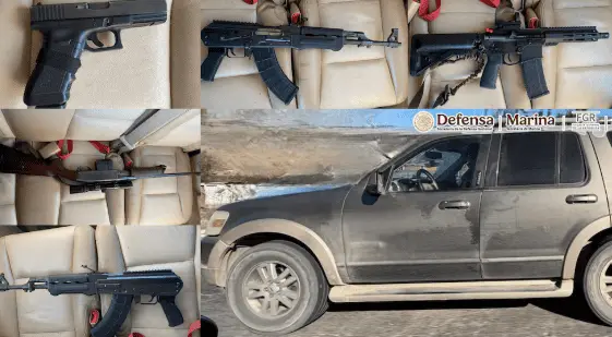 Detienen en Baja California a 7 hombres que portaban armas de uso exclusivo del Ejército