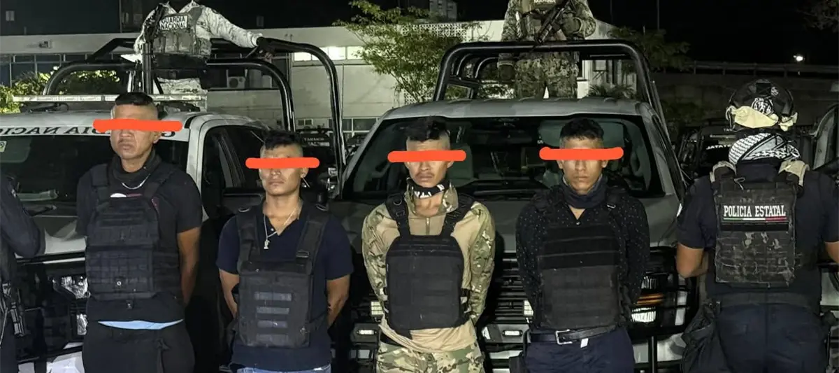 Detienen a 4 en Centro con armas, drogas y mantas con amenazas