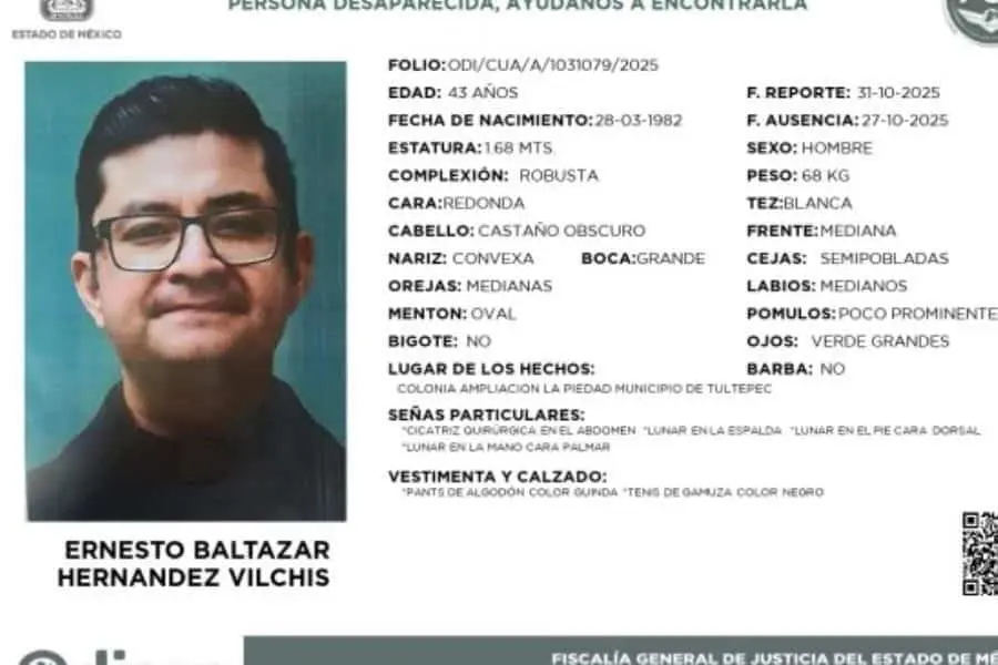 Reportan la desaparición del sacerdote Ernesto Hernández Vilchis de 43 años en Edomex