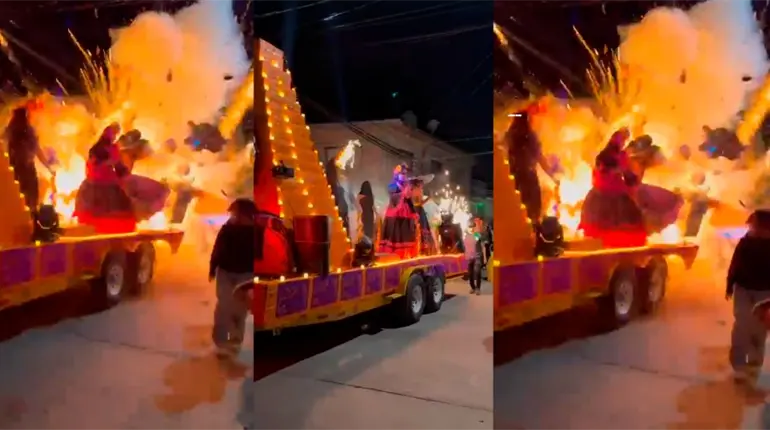Diez heridos deja explosión de carro alegórico por Día de Muertos en Morelos