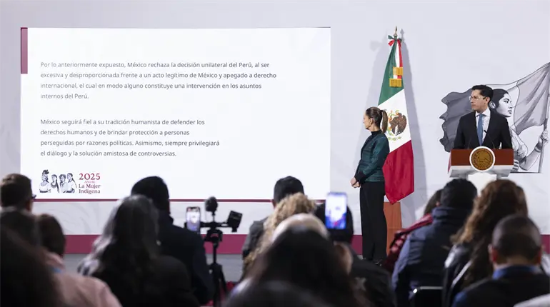 "Fuera de toda proporción" decisión de Perú de romper relaciones diplomáticas con México afirma Sheinbaum