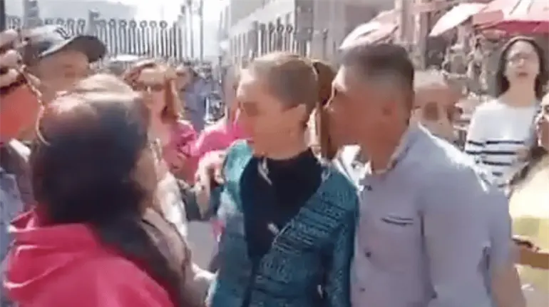 Sujeto toca e intenta besar a Sheinbaum; horas después es detenido por acoso