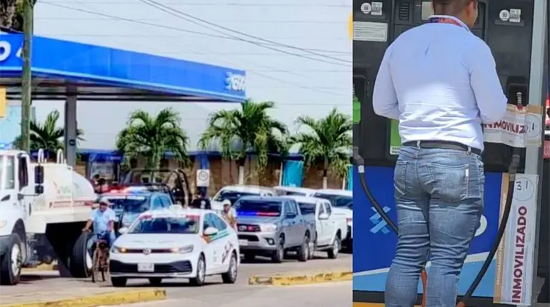 Autoridades montan operativo en gasolinera de Cárdenas sancionada por dar litros incompletos