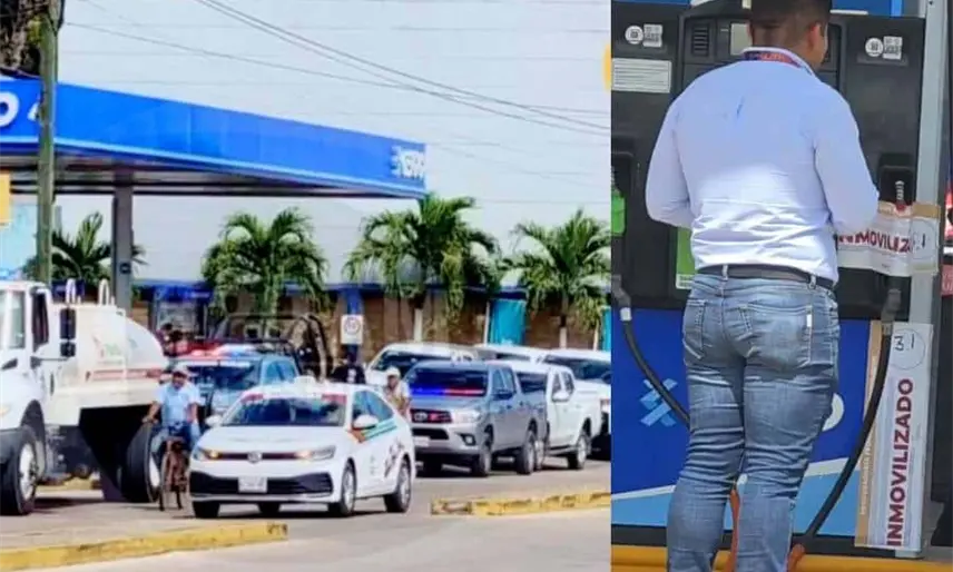 Autoridades montan operativo en gasolinera de Cárdenas sancionada por dar litros incompletos
