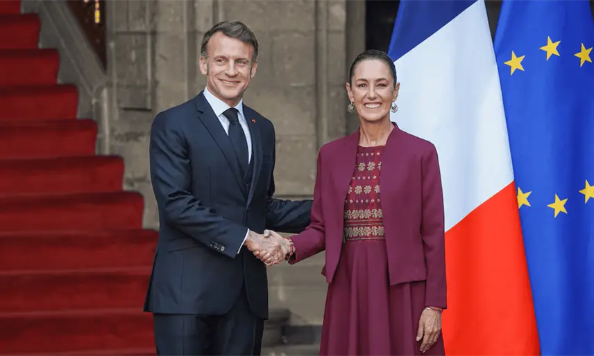 Macron, primer líder europeo en realizar visita oficial a México durante mandato de Sheinbaum