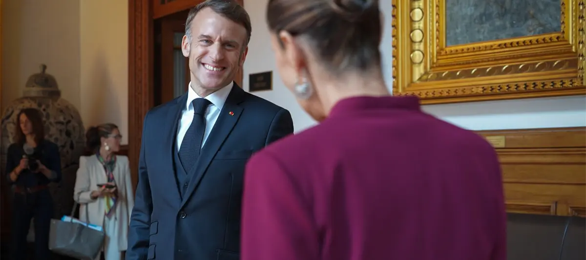 "Gracias presidenta": Macron al concluir su visita a México