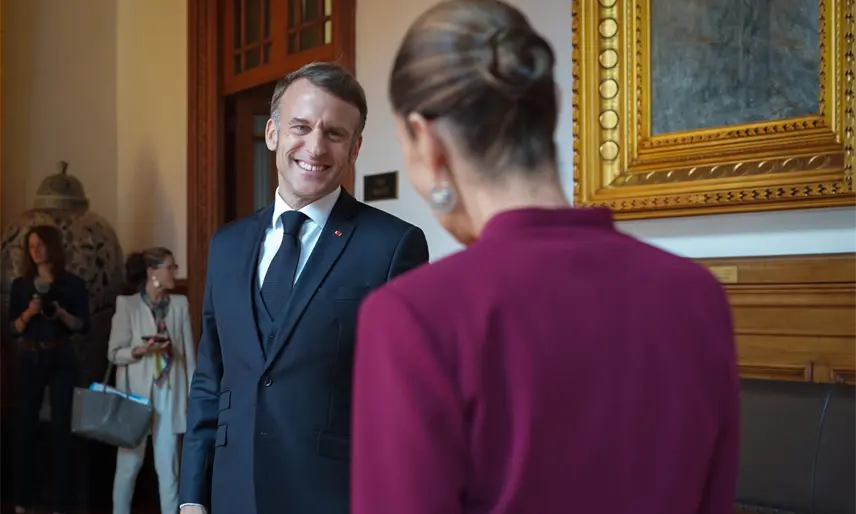 "Gracias presidenta": Macron al concluir su visita a México