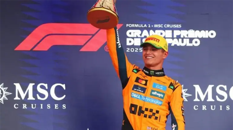 Norris termina primero en el GP de Brasil; se consolida como líder del campeonato de pilotos