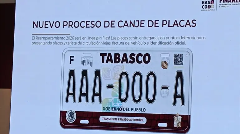 Costo por cambio de placas en Tabasco es el más barato del sureste: Finanzas