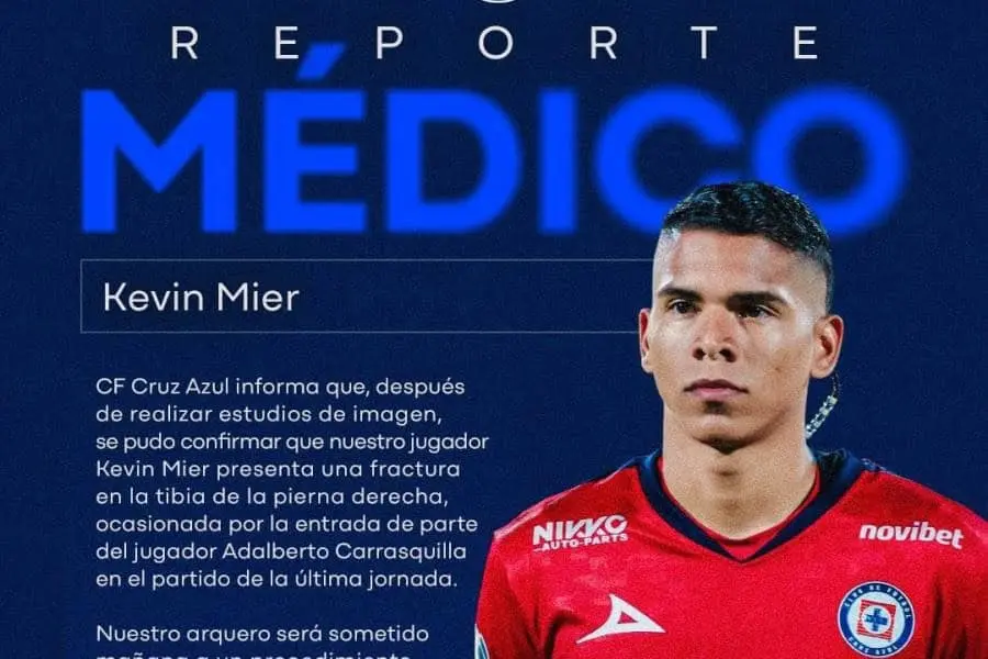 Portero de Cruz Azul, Kevin Mier, será intervenido quirúrgicamente por su fractura de tibia