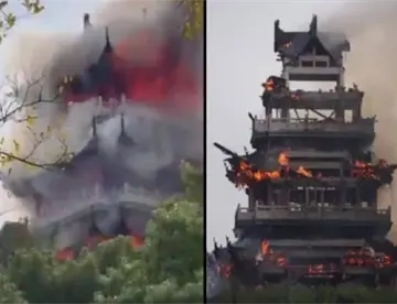 Incendió consume parte del templo Yongqing de 1500 años de antigüedad en China
