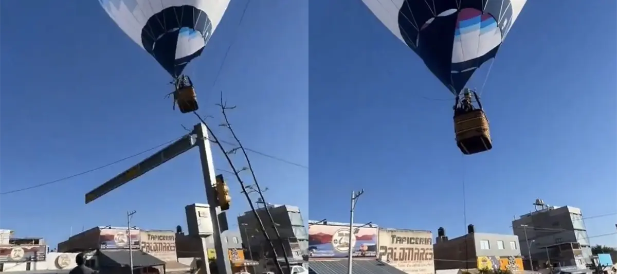 Globo aerostático aterriza de emergencia en plena calle en Guanajuato