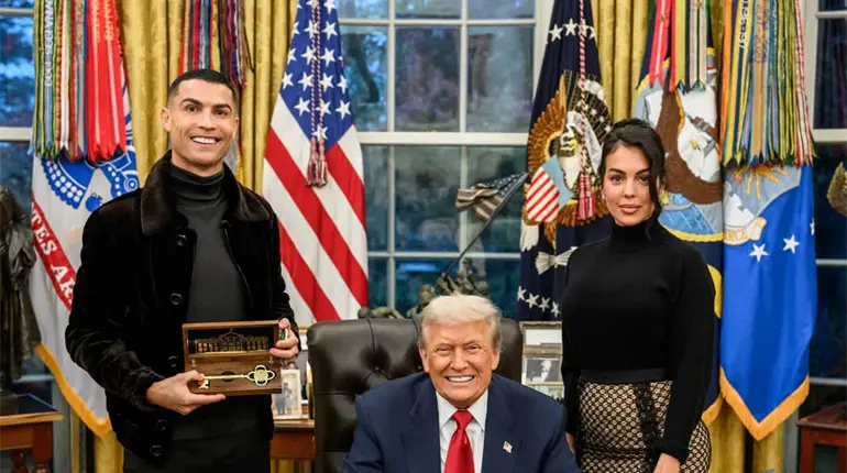 Cristiano Ronaldo asiste a cena en la Casa Blanca y agradece a Donald Trump