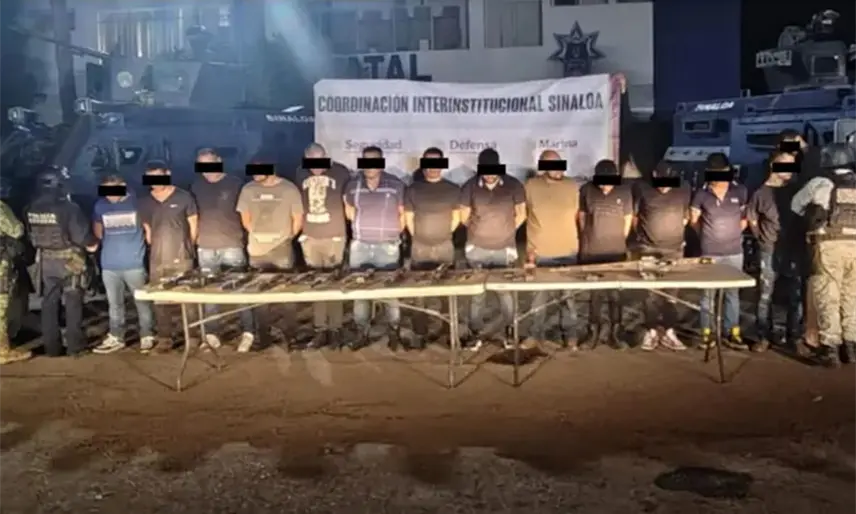 Detiene GN a 14 personas, 3 de ellos extranjeros y asegura drogas, armas y explosivos en Sinaloa