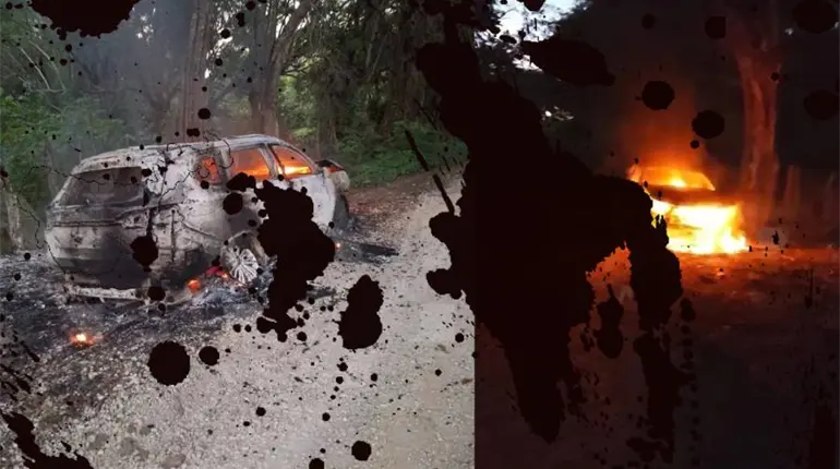 Localizan vehículo calcinado en Jalapa