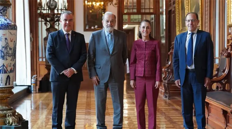 Sheinbaum dialoga con Slim y presidente del CCE sobre buenos pronósticos de la economía en México