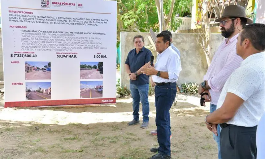 Invertirán 800 mdp en 2026 para mantenimiento y construcción de caminos en Tabasco