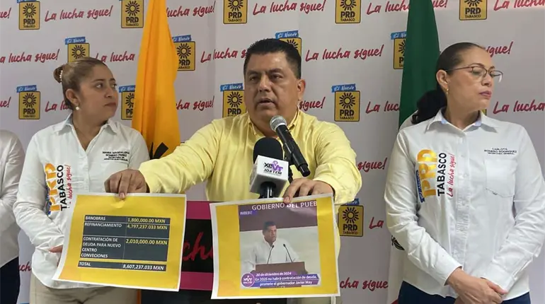 En Tabasco no hay un control presupuestal y financiero: PRD tras solicitud de financiamiento de May por hasta 2 mil mdp