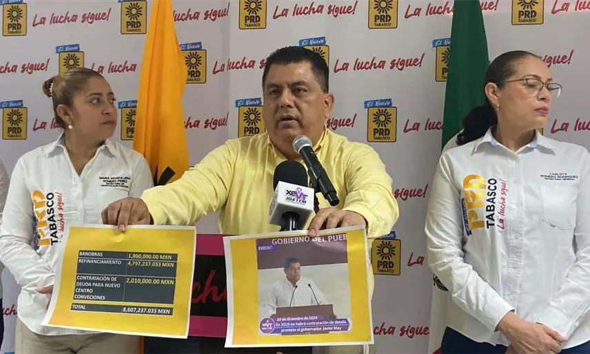 En Tabasco no hay un control presupuestal y financiero: PRD tras solicitud de financiamiento de May por hasta 2 mil mdp