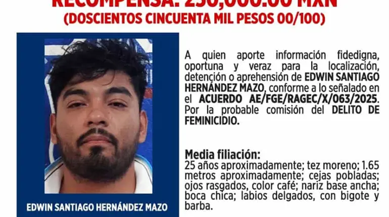 Fiscalía de Tabasco ofrece recompensa para localizar a presunto feminicida de Mariana, joven de Cunduacán