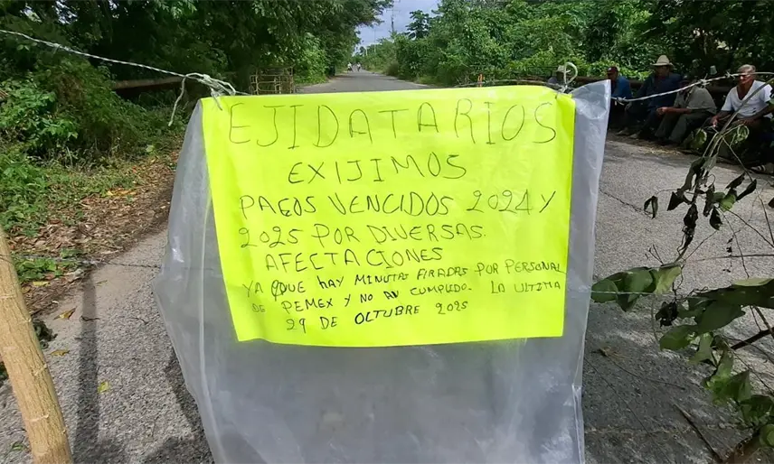 Ejidatarios de Oxiacaque, Nacajuca bloquean entradas a campos petroleros