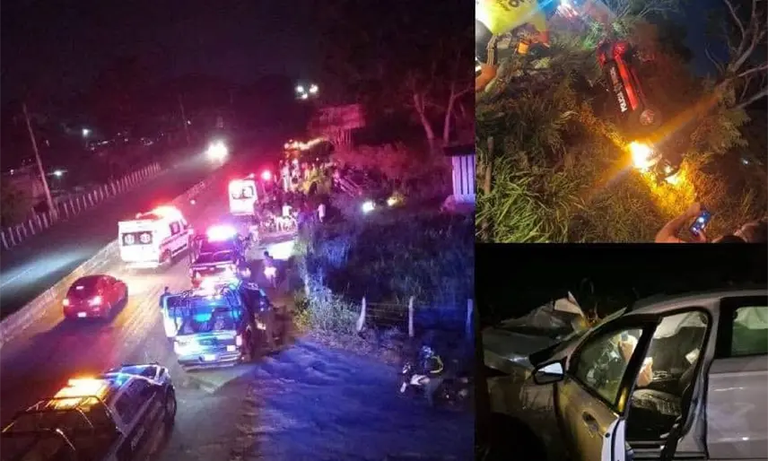 Vuelca patrulla de Policía Municipal en Cunduacán tras choque con particular