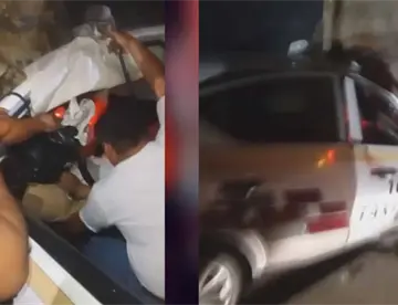 Conductor de taxi queda prensado tras impactarse con góndola en la Villahermosa- Macuspana