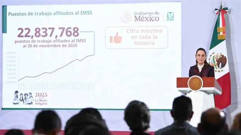 Presume IMSS nuevo récord histórico de más de 22.8 millones de puestos de trabajo en México