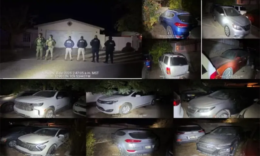 Aseguran 24 vehículos a células criminales en Sonora; la mayoría con reportes de robo en EE.UU.