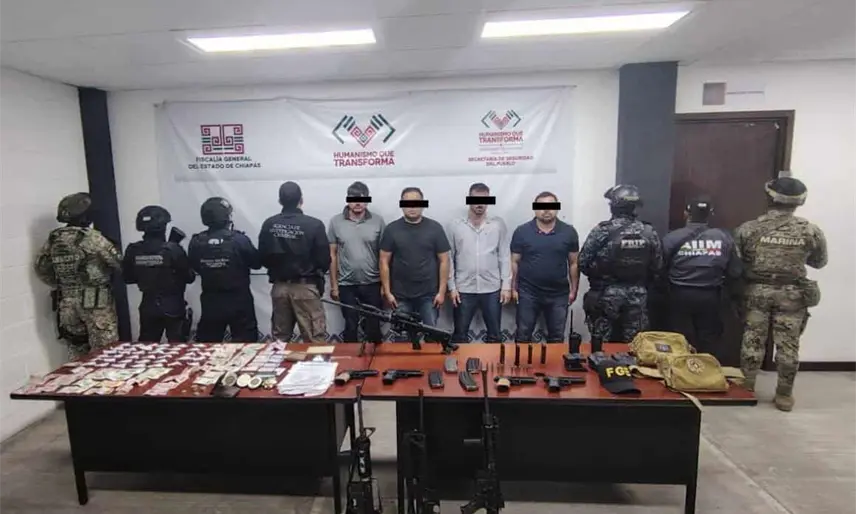 Aseguran a integrantes del Cártel de Sinaloa en Chiapas; se hacían pasar por policías para delinquir