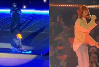 Bad Bunny se cae en su primera presentación en CDMX