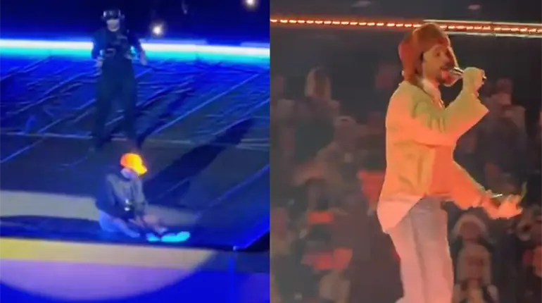 Bad Bunny se cae en su primera presentación en CDMX