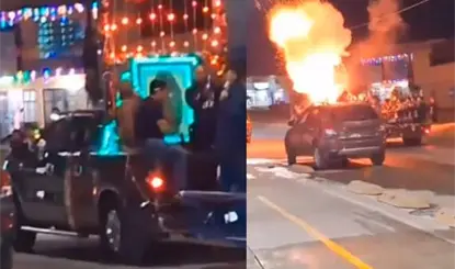 Deja 9 heridos explosión de pirotecnia durante caravana Guadalupana en Guanajuato